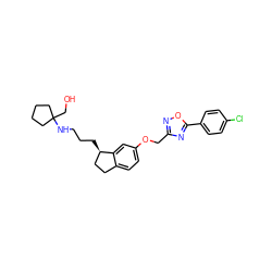 OCC1(NCCC[C@@H]2CCc3ccc(OCc4noc(-c5ccc(Cl)cc5)n4)cc32)CCCC1 ZINC000028880932