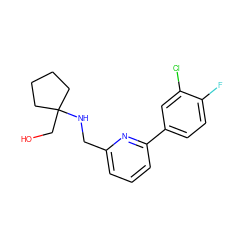 OCC1(NCc2cccc(-c3ccc(F)c(Cl)c3)n2)CCCC1 ZINC000204420756