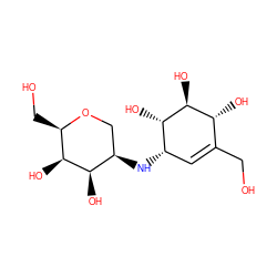 OCC1=C[C@H](N[C@@H]2CO[C@H](CO)[C@H](O)[C@@H]2O)[C@H](O)[C@@H](O)[C@@H]1O ZINC000253638252