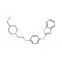 OCC1CCN(CCOc2ccc(Oc3nc4ccccc4o3)cc2)CC1 ZINC000040413804