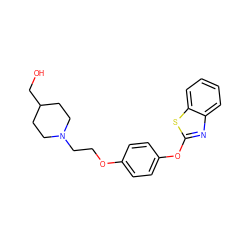 OCC1CCN(CCOc2ccc(Oc3nc4ccccc4s3)cc2)CC1 ZINC000040934312