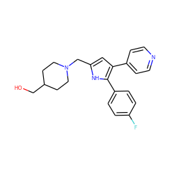 OCC1CCN(Cc2cc(-c3ccncc3)c(-c3ccc(F)cc3)[nH]2)CC1 ZINC000036161008