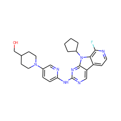 OCC1CCN(c2ccc(Nc3ncc4c5ccnc(F)c5n(C5CCCC5)c4n3)nc2)CC1 ZINC000117687510