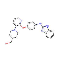 OCC1CCN(c2cccnc2Oc2ccc(Nc3nc4ccccc4[nH]3)cc2)CC1 ZINC000095563856