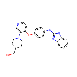 OCC1CCN(c2cnccc2Oc2ccc(Nc3nc4ccccc4[nH]3)cc2)CC1 ZINC000095563680