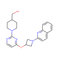 OCC1CCN(c2nccc(OC3CN(c4ccc5ccccc5n4)C3)n2)CC1 ZINC000096168900