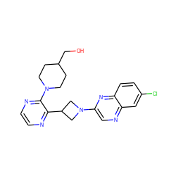 OCC1CCN(c2nccnc2C2CN(c3cnc4cc(Cl)ccc4n3)C2)CC1 ZINC000143561219