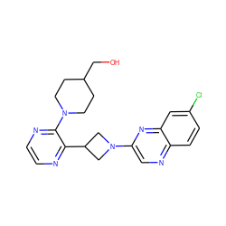 OCC1CCN(c2nccnc2C2CN(c3cnc4ccc(Cl)cc4n3)C2)CC1 ZINC000072318361