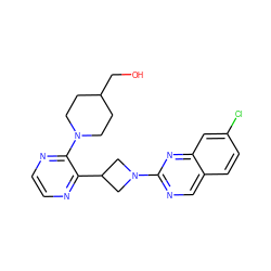 OCC1CCN(c2nccnc2C2CN(c3ncc4ccc(Cl)cc4n3)C2)CC1 ZINC000072318360