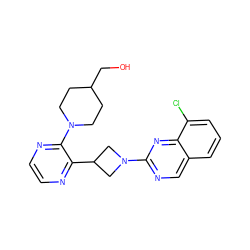 OCC1CCN(c2nccnc2C2CN(c3ncc4cccc(Cl)c4n3)C2)CC1 ZINC000144788463