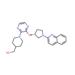 OCC1CCN(c2nccnc2O[C@@H]2CCN(c3ccc4ccccc4n3)C2)CC1 ZINC000096168726