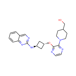 OCC1CCN(c2nccnc2O[C@H]2C[C@H](Nc3ncc4ccccc4n3)C2)CC1 ZINC000146886663