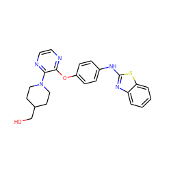 OCC1CCN(c2nccnc2Oc2ccc(Nc3nc4ccccc4s3)cc2)CC1 ZINC000095559871