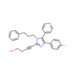 OCCC#Cc1nc(-c2ccc(F)cc2)c(-c2ccncc2)n1CCCc1ccccc1 ZINC000001546302