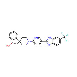 OCCC1(c2ccccc2)CCN(c2ccc(-c3nc4ccc(C(F)(F)F)cc4[nH]3)cn2)CC1 ZINC001772616953