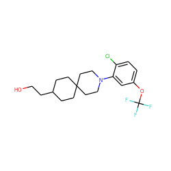 OCCC1CCC2(CC1)CCN(c1cc(OC(F)(F)F)ccc1Cl)CC2 ZINC001772596071