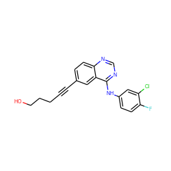 OCCCC#Cc1ccc2ncnc(Nc3ccc(F)c(Cl)c3)c2c1 ZINC000028951141