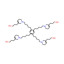 OCCCC1=CCCN(CCCCCc2cc(CCCCCN3CCC=C(CCCO)C3)c(CCCCCN3CCC=C(CCCO)C3)cc2CCCCCN2CCC=C(CCCO)C2)C1 ZINC000150560006