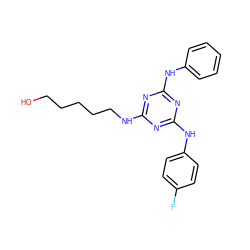 OCCCCCNc1nc(Nc2ccccc2)nc(Nc2ccc(F)cc2)n1 ZINC001772593856