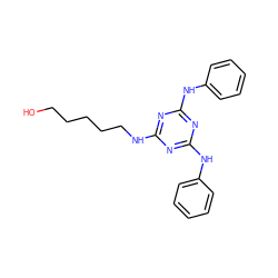 OCCCCCNc1nc(Nc2ccccc2)nc(Nc2ccccc2)n1 ZINC000216325727