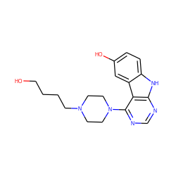 OCCCCN1CCN(c2ncnc3[nH]c4ccc(O)cc4c23)CC1 ZINC000653685374