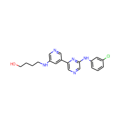 OCCCCNc1cncc(-c2cncc(Nc3cccc(Cl)c3)n2)c1 ZINC000013648366