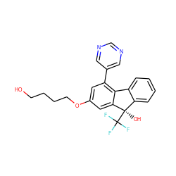 OCCCCOc1cc(-c2cncnc2)c2c(c1)[C@](O)(C(F)(F)F)c1ccccc1-2 ZINC000144847003