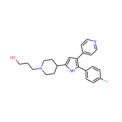 OCCCN1CCC(c2cc(-c3ccncc3)c(-c3ccc(F)cc3)[nH]2)CC1 ZINC000028469964