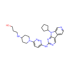 OCCCNC1CCN(c2ccc(Nc3ncc4c5ccncc5n(C5CCCC5)c4n3)nn2)CC1 ZINC000169706903