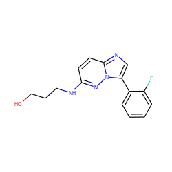 OCCCNc1ccc2ncc(-c3ccccc3F)n2n1 ZINC000064485597