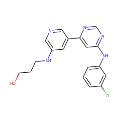 OCCCNc1cncc(-c2cc(Nc3cccc(Cl)c3)ncn2)c1 ZINC000013612160