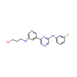 OCCCNc1cncc(-c2cncc(Nc3cccc(Cl)c3)n2)c1 ZINC000012352687