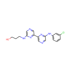 OCCCNc1cncc(-c2cncc(Nc3cccc(Cl)c3)n2)n1 ZINC000013612172