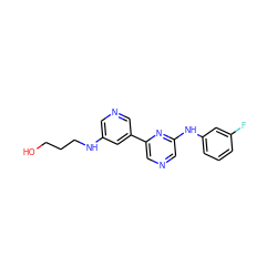 OCCCNc1cncc(-c2cncc(Nc3cccc(F)c3)n2)c1 ZINC000013648336