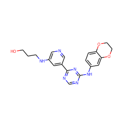 OCCCNc1cncc(-c2ncnc(Nc3ccc4c(c3)OCCO4)n2)c1 ZINC000003937628