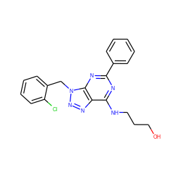 OCCCNc1nc(-c2ccccc2)nc2c1nnn2Cc1ccccc1Cl ZINC000028644945