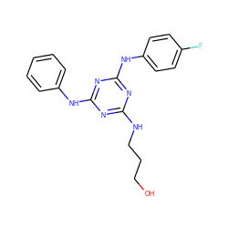 OCCCNc1nc(Nc2ccccc2)nc(Nc2ccc(F)cc2)n1 ZINC001772585081