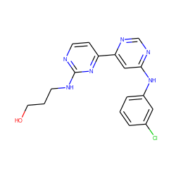 OCCCNc1nccc(-c2cc(Nc3cccc(Cl)c3)ncn2)n1 ZINC000013682597