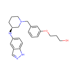 OCCCOc1cccc(CN2CCC[C@H](Nc3ccc4[nH]ncc4c3)C2)c1 ZINC000114337009