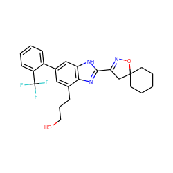 OCCCc1cc(-c2ccccc2C(F)(F)F)cc2[nH]c(C3=NOC4(CCCCC4)C3)nc12 ZINC000066101872