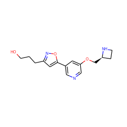 OCCCc1cc(-c2cncc(OC[C@@H]3CCN3)c2)on1 ZINC000072106637