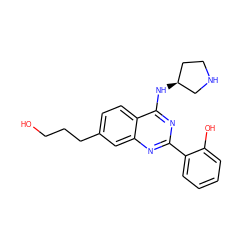 OCCCc1ccc2c(N[C@H]3CCNC3)nc(-c3ccccc3O)nc2c1 ZINC000059283052