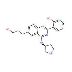 OCCCc1ccc2nc(-c3ccccc3O)nc(N[C@H]3CCNC3)c2c1 ZINC000059281880