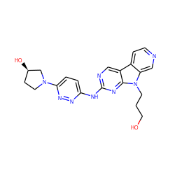 OCCCn1c2cnccc2c2cnc(Nc3ccc(N4CC[C@@H](O)C4)nn3)nc21 ZINC000169706803