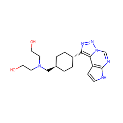 OCCN(CCO)C[C@H]1CC[C@H](c2nnn3cnc4[nH]ccc4c23)CC1 ZINC001772611776