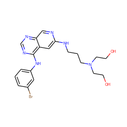 OCCN(CCO)CCCNc1cc2c(Nc3cccc(Br)c3)ncnc2cn1 ZINC000021289080