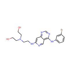 OCCN(CCO)CCNc1cc2ncnc(Nc3cccc(Br)c3)c2cn1 ZINC000021289323