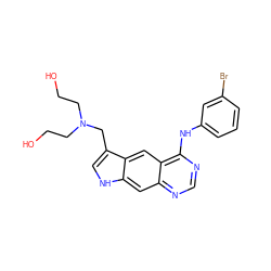 OCCN(CCO)Cc1c[nH]c2cc3ncnc(Nc4cccc(Br)c4)c3cc12 ZINC000003815131