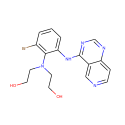 OCCN(CCO)c1c(Br)cccc1Nc1ncnc2ccncc12 ZINC000029133423