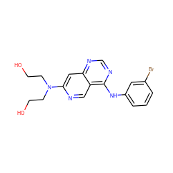 OCCN(CCO)c1cc2ncnc(Nc3cccc(Br)c3)c2cn1 ZINC000021289332